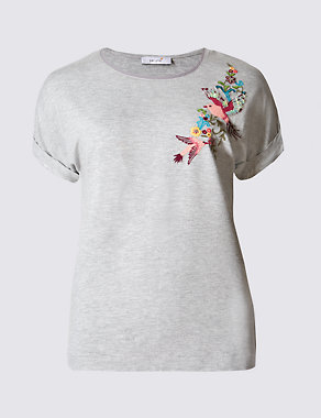 Bird Embellished Short Sleeve T-Shirt Image 2 of 4