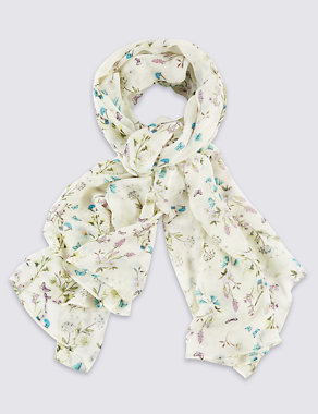 Bird Print & Floral Scarf Image 2 of 4