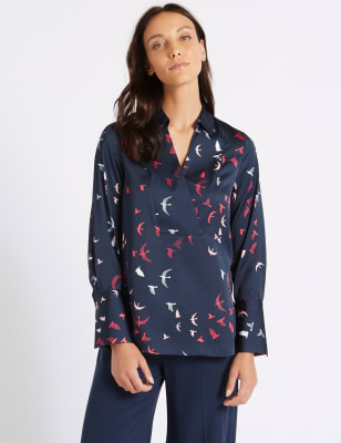 Bird print blouse clearance shirt