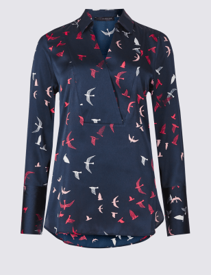 Bird print blouse clearance shirt