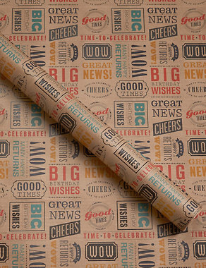 Birthday Typographic 2 Metre Roll Wrapping Paper Image 2 of 3
