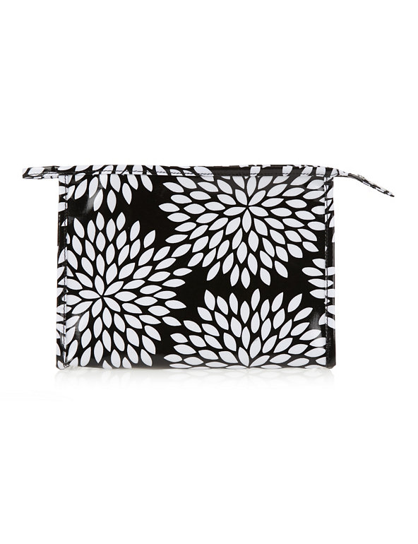 Black & White Floral Wash Bag Image 1 of 2