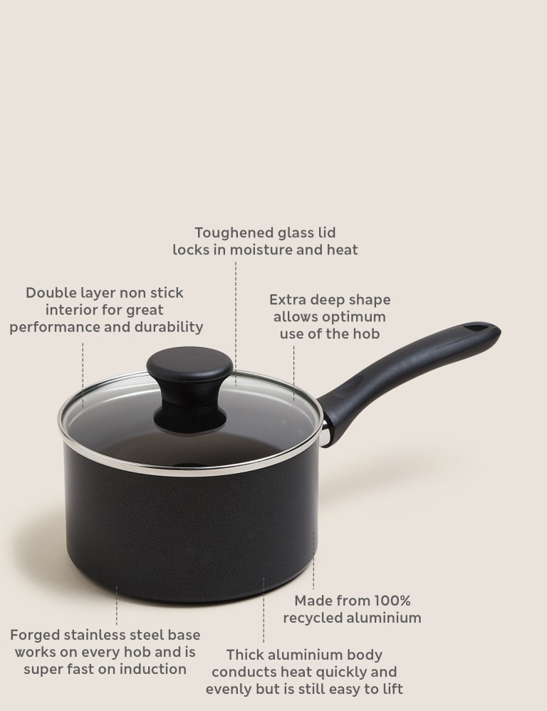 Black Aluminium 16cm Non-Stick Saucepan 4 of 4