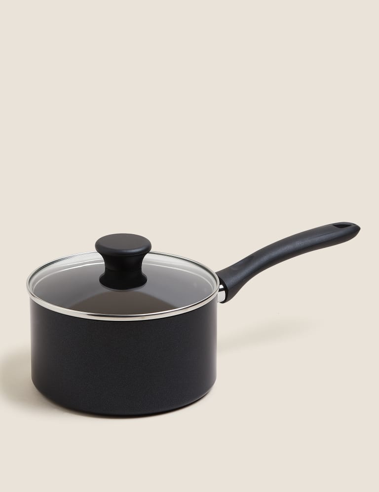 Black Aluminium 18cm Non-Stick Saucepan 1 of 4