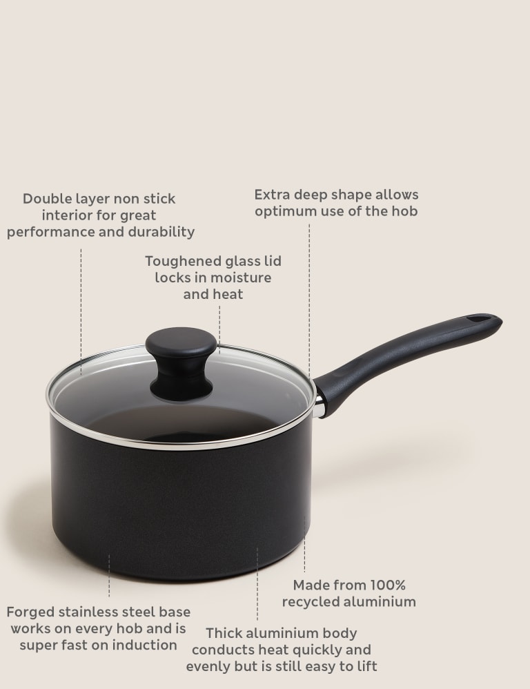 Black Aluminium 20cm Non-Stick Saucepan 4 of 4