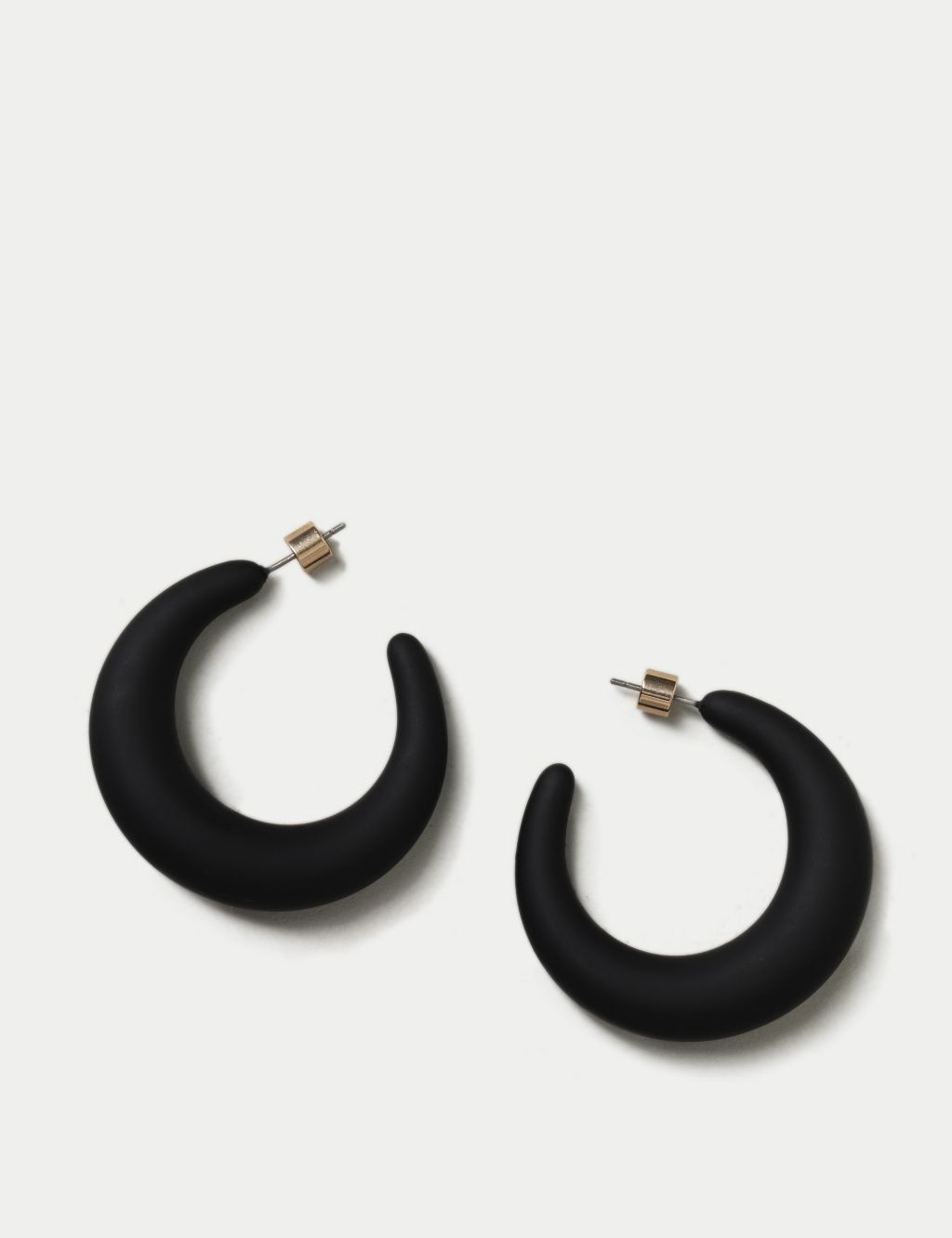 Black Matte Hoop Earrings 2 of 3
