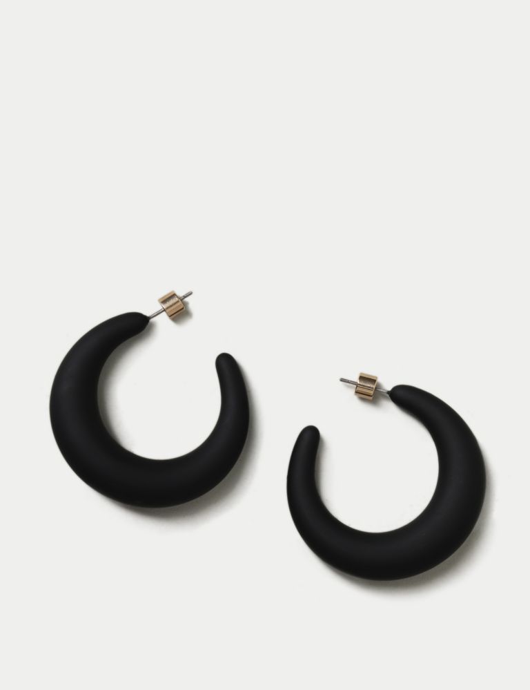 Black Matte Hoop Earrings 3 of 3