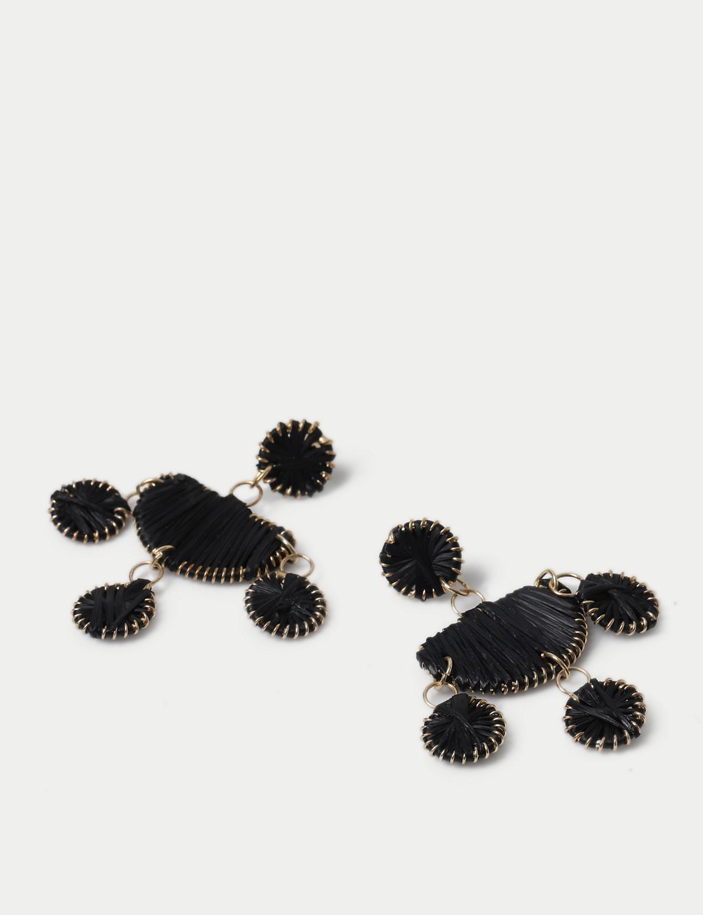 Black Raffia Drop Earrings 1 of 2