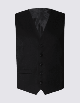 Black Regular Fit Waistcoat M S Collection M S
