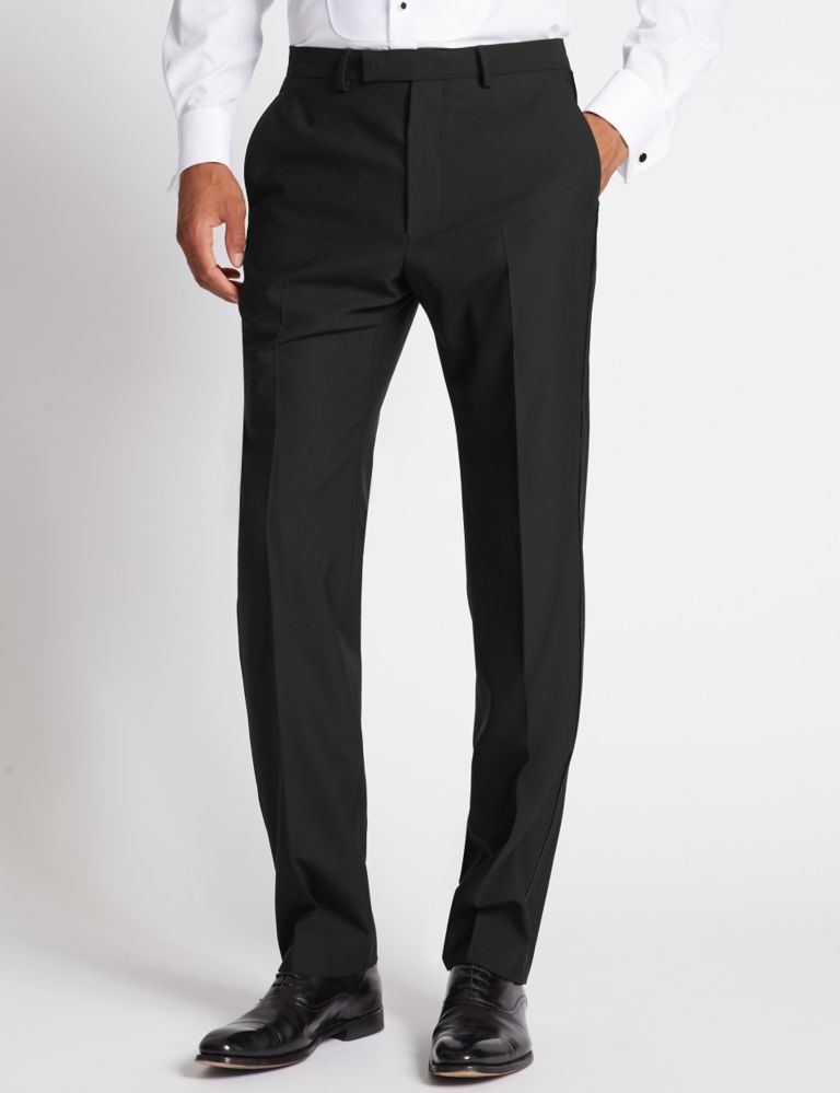 Black Regular Fit Wool Trousers 1 of 4