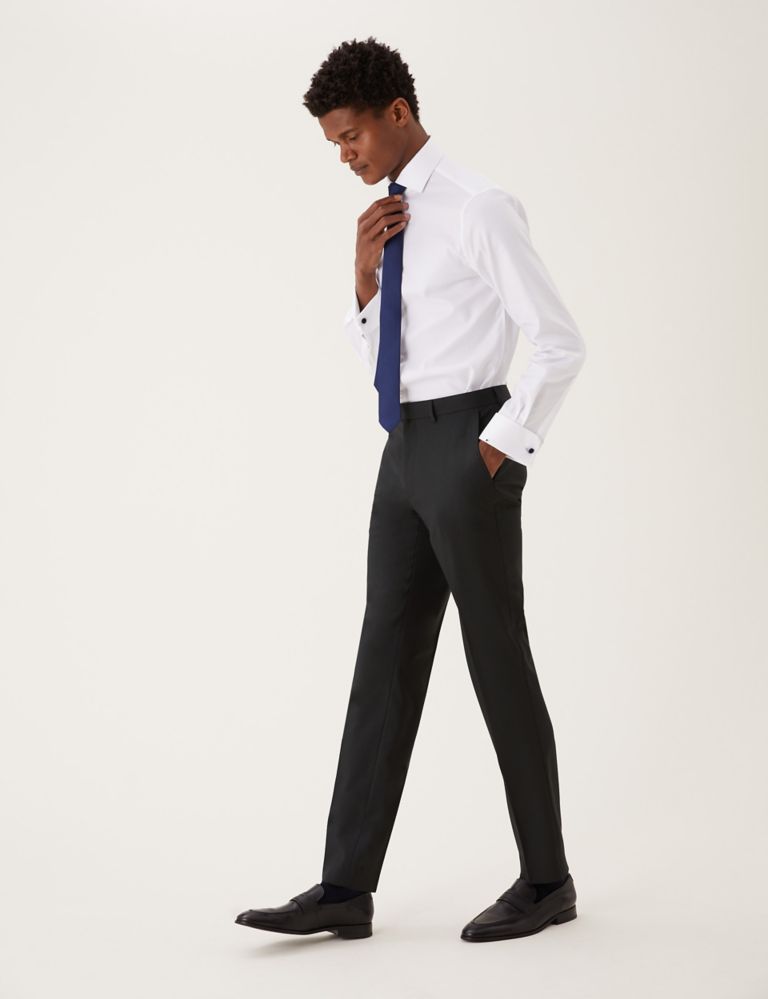 Black Skinny Fit Suit Trousers with Stretch 1 of 8