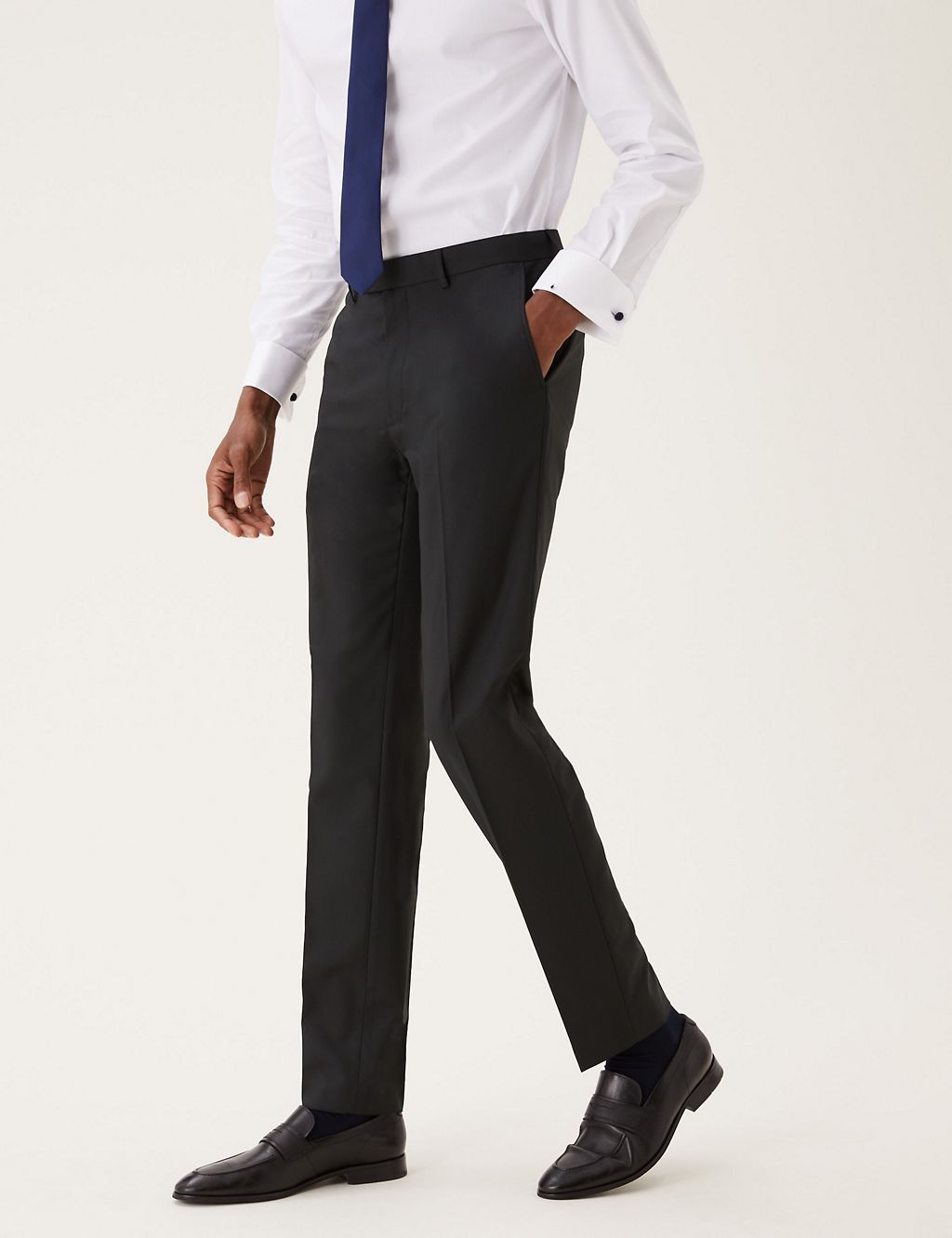 Black Skinny Fit Suit Trousers with Stretch 2 of 8