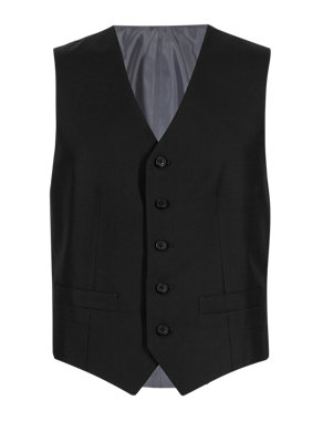 Black Slim Fit 5 Button Waistcoat Image 2 of 5