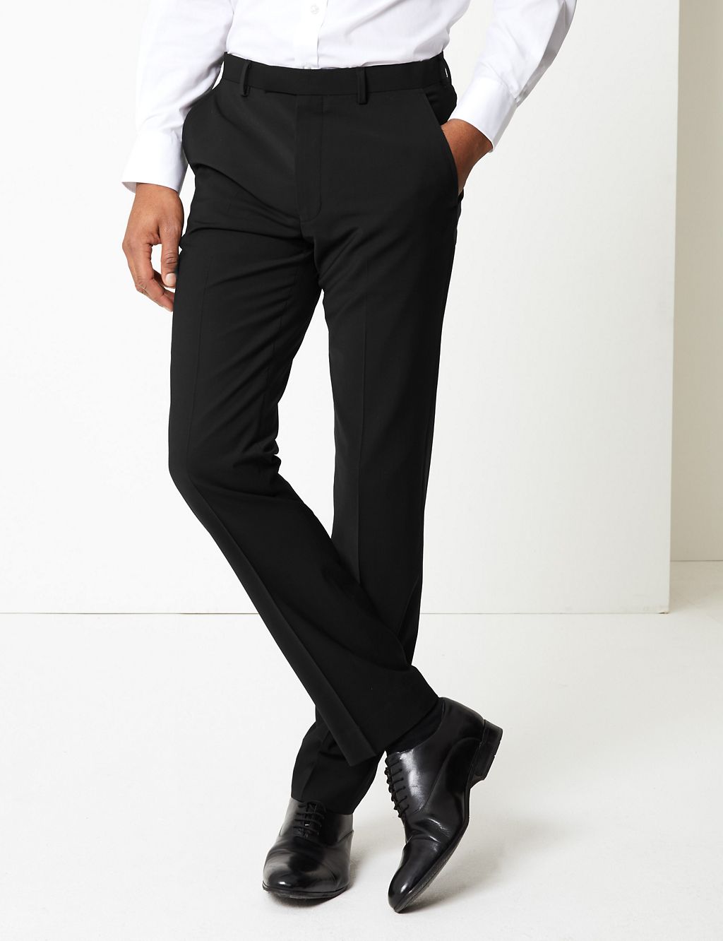 Black Slim Fit Wool Trousers 2 of 4
