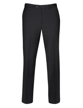 Black Tailored Fit Flat Front Trousers Image 2 of 4