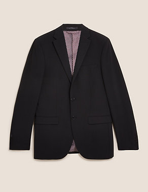 Black Tailored Fit Suit Jacket with Stretch Image 2 of 8