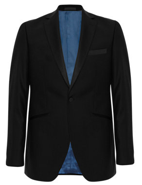 Black Tailored Fit Wool Rich Jacket Image 2 of 7