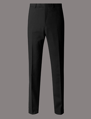 Black Tailored Fit Wool Trousers Image 2 of 5