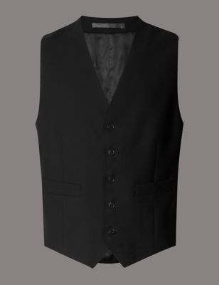 Black Tailored Fit Wool Waistcoat Image 2 of 4