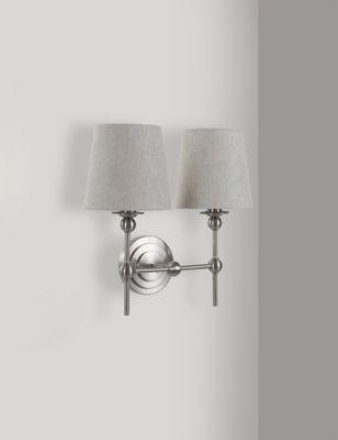 STANFORD double wall light aged brass with beige shades