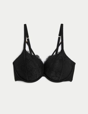 Buy Black/White Push Up Pad Plunge Lace Bras 2 Pack from Next