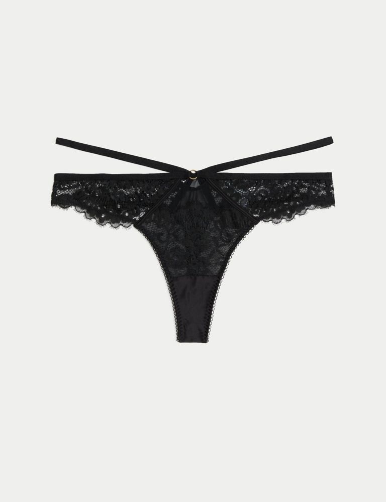 M&S White Cotton Thong Panty With Black Bow At Front