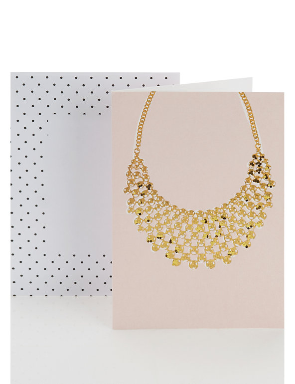 Blank Card with Contemporary Gold Metallic Necklace Design on Front Image 1 of 2