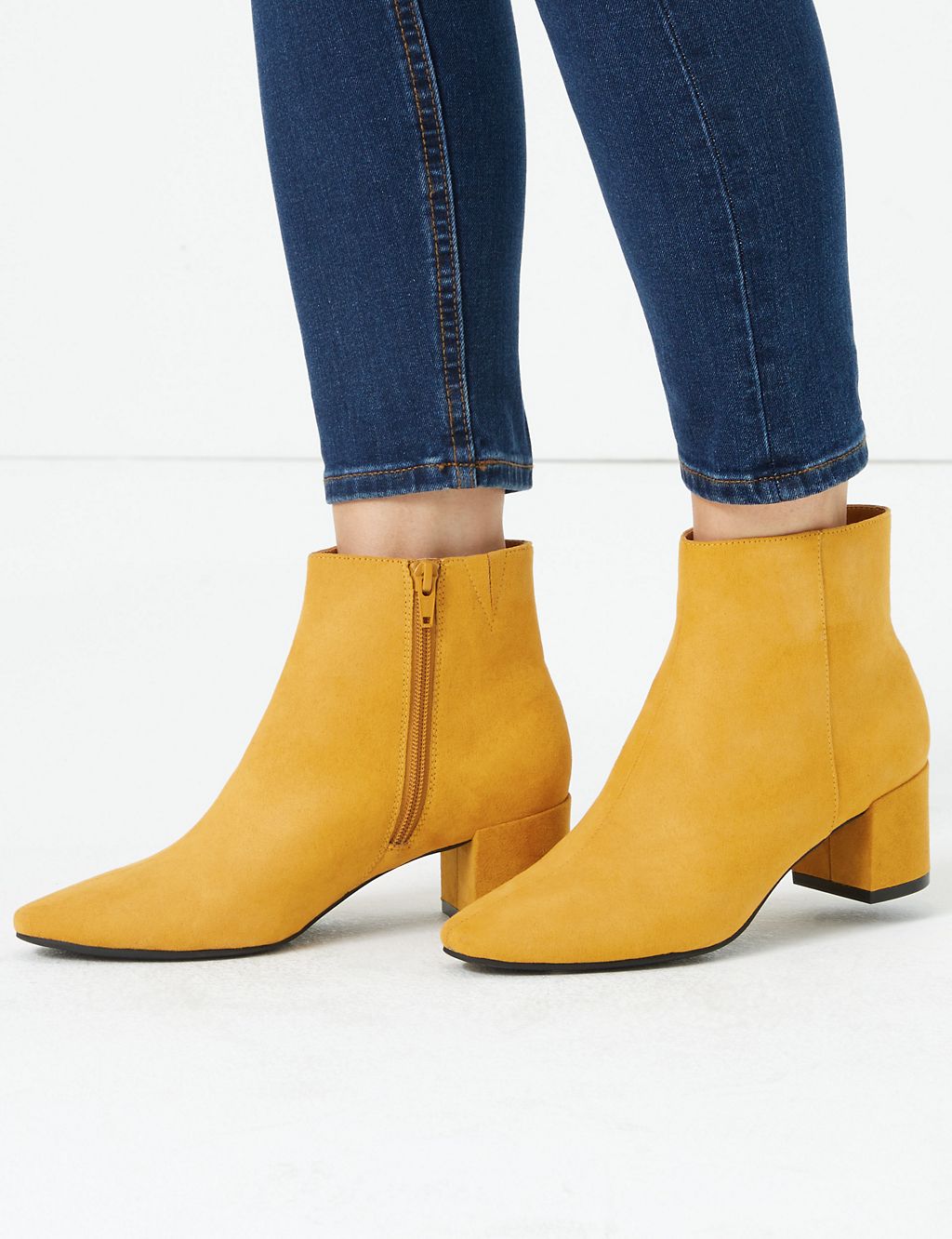 Block Heel Almond Toe Ankle Boots 1 of 5
