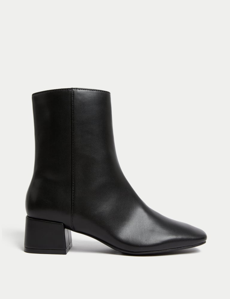 Mid heel black ankle boots hot sale