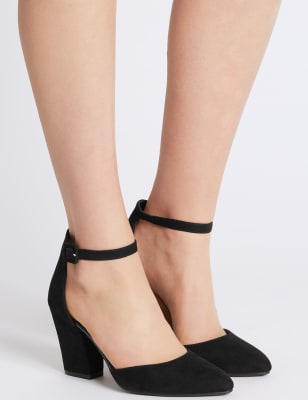 Pointed block heels 2024 with ankle strap