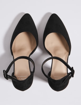 Block Heel Ankle Strap Court Shoes M S Collection M S