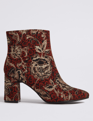 Block Heel Brocade Ankle Boots Image 2 of 6