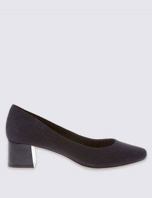 m&s block heel court shoes
