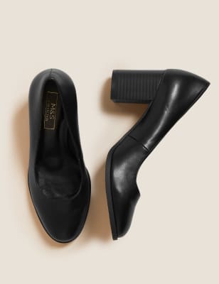 m&s black court shoes