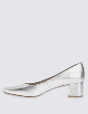 Silver grey 2024 block heel shoes