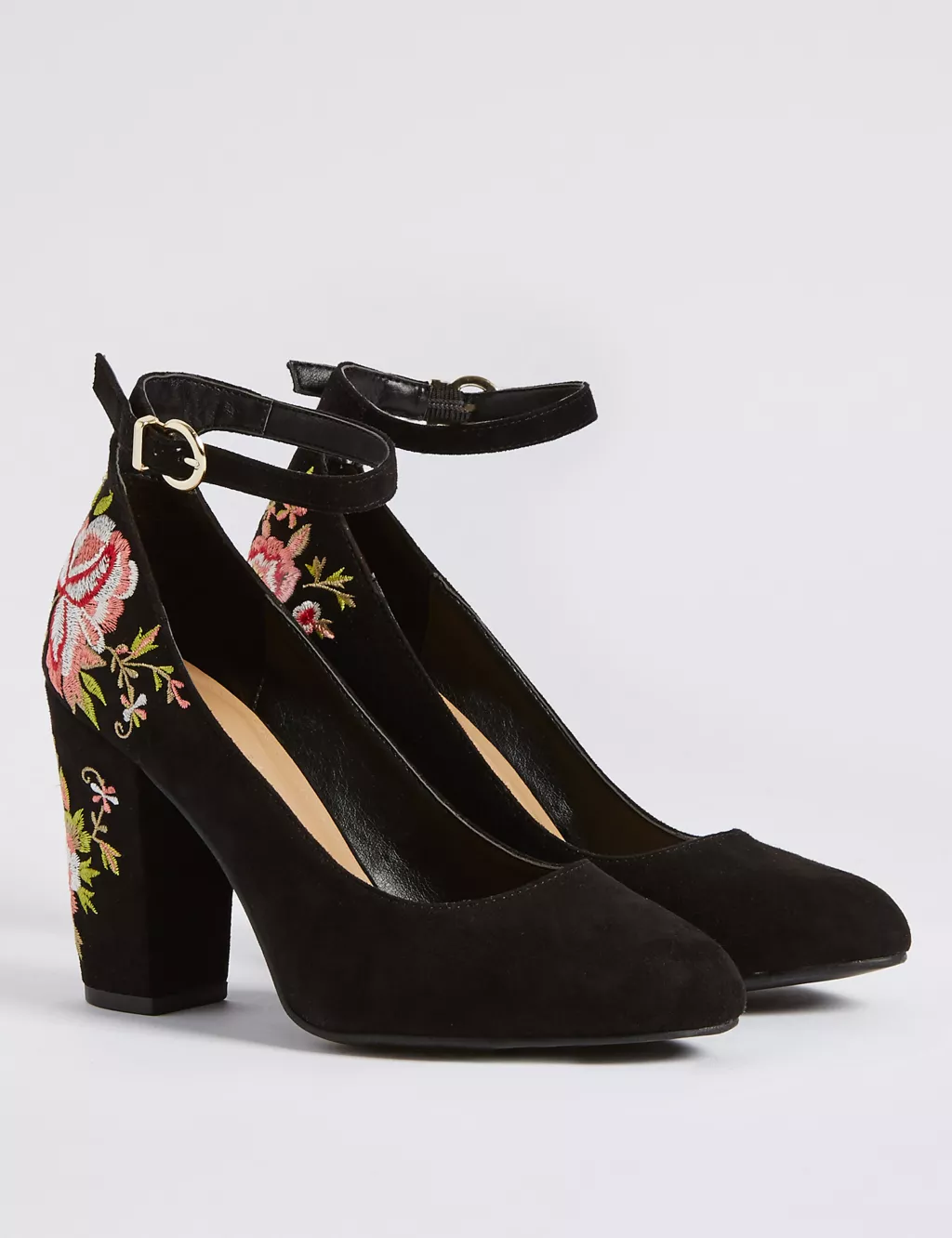 Block Heel Embroidered Court Shoes | M&S Collection | M&S