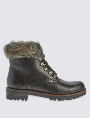 faux fur hiker ankle boots