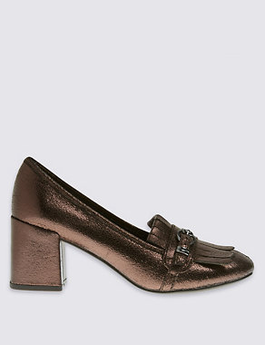 Block Heel Fringe Loafers with Insolia® Image 2 of 6