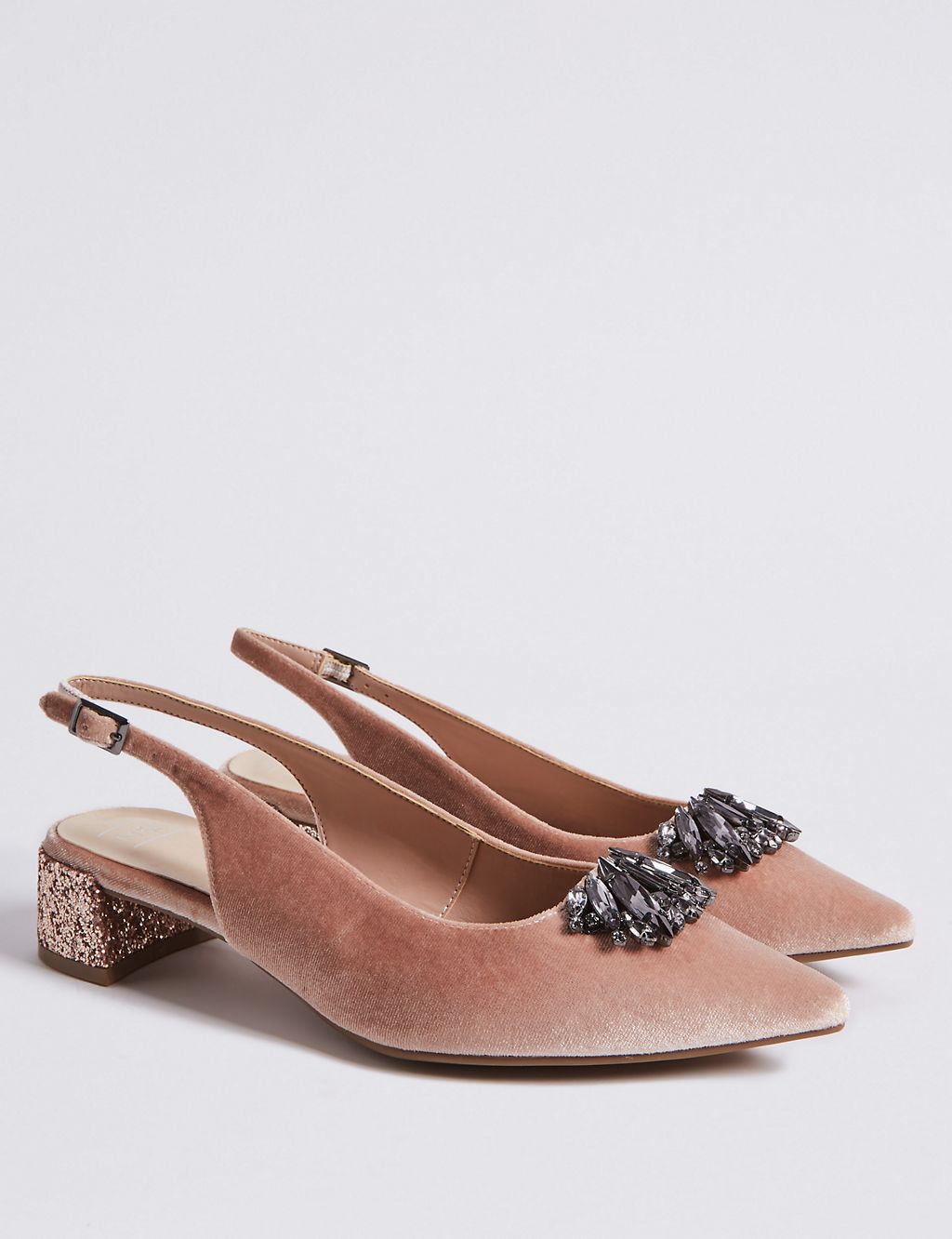 Block Heel Jewel Pointed Toe Court Shoes 3 of 6