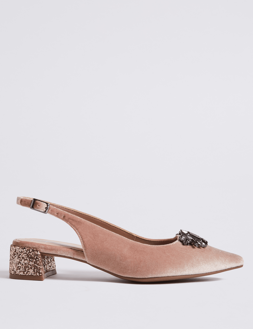 Block Heel Jewel Pointed Toe Court Shoes 2 of 6