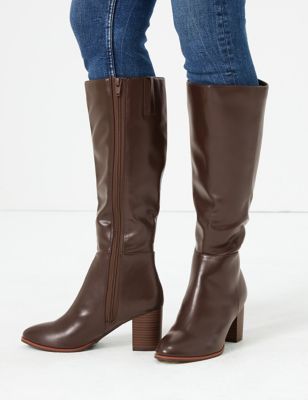 Block Heel Knee Boots | M\u0026S Collection 