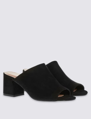block heel mule black