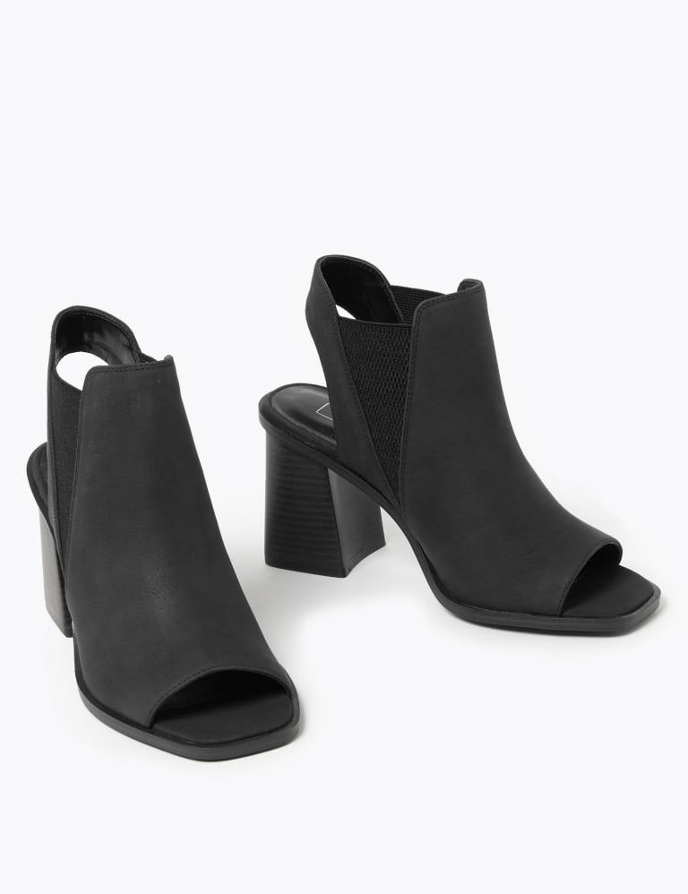 Block heel peep toe sock boots hot sale