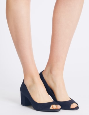 M&s block heel court on sale shoes