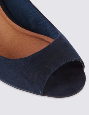 Navy open hot sale toe shoes