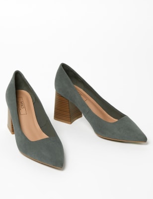 Block Heel Pointed Court Shoes, M&S Collection