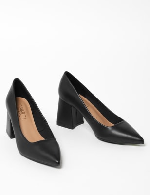 Block-heel Pumps In Suede With Pointed Toe