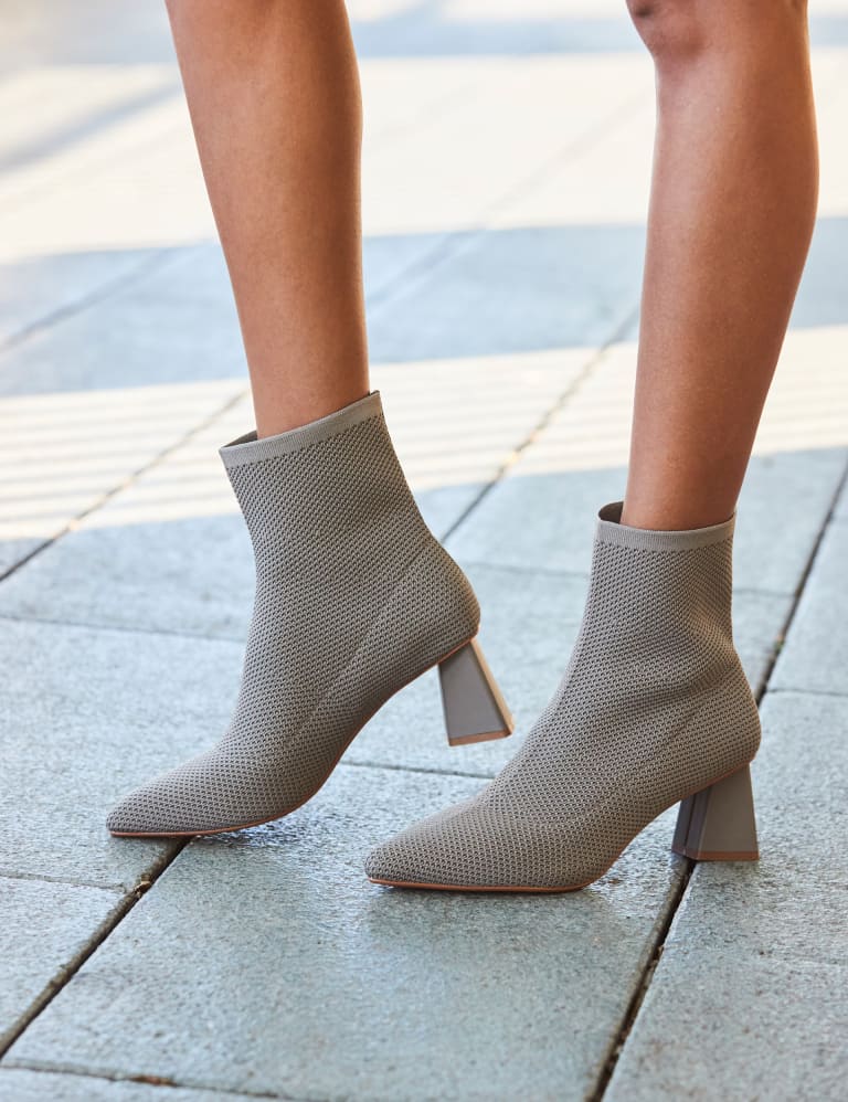 Sock booties clearance block heel