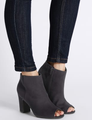 Grey peep store toe ankle boots