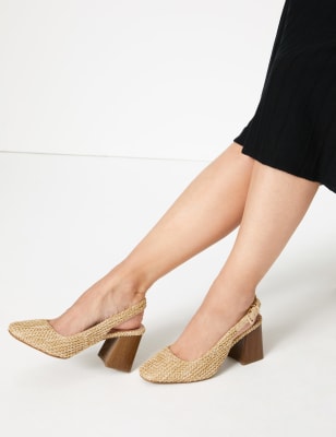 square toe slingback pumps